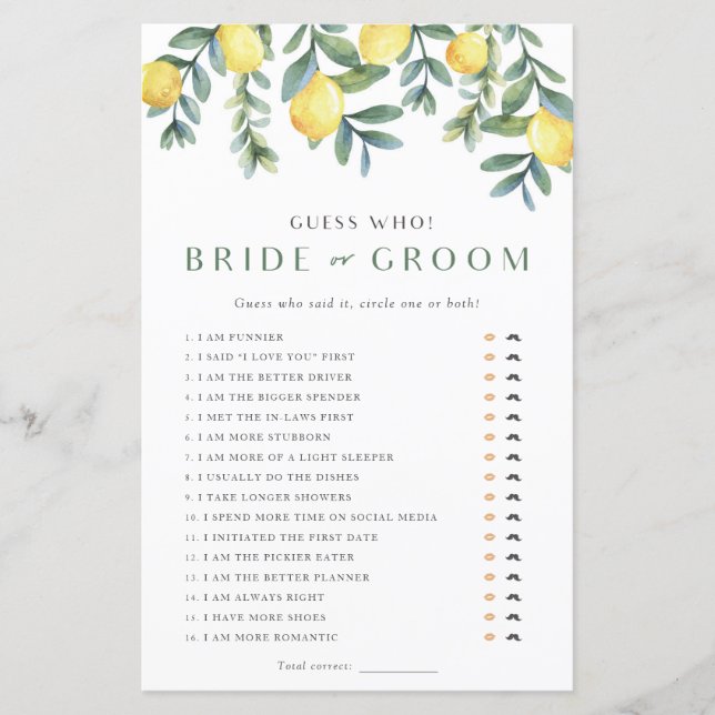 O jogo do Chá de panela Lemon disse que ela disse (Frente)