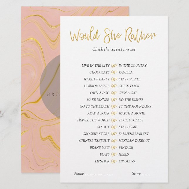 O jogo Dourado do Chá de panela Glitter Ela Prefer (Frente/Verso)