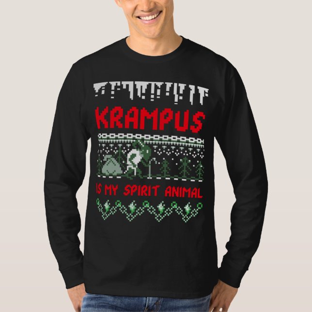 O Krampus É O Meu Suéter De Natal Feio De Animal E (Frente)