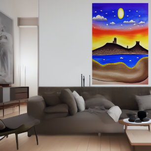 O lago no deserto   AI Art Poster
