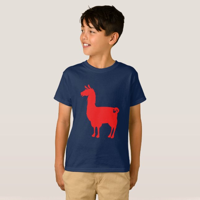 O lama vermelho caçoa o t-shirt (Frente Completa)
