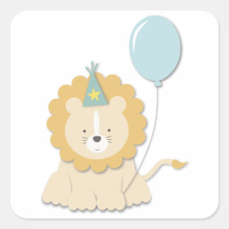 O leão Cub pequeno & Balloon {azul} etiquetas de |