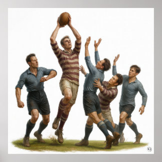 O lineout - Impressão de Vintage Rugby
