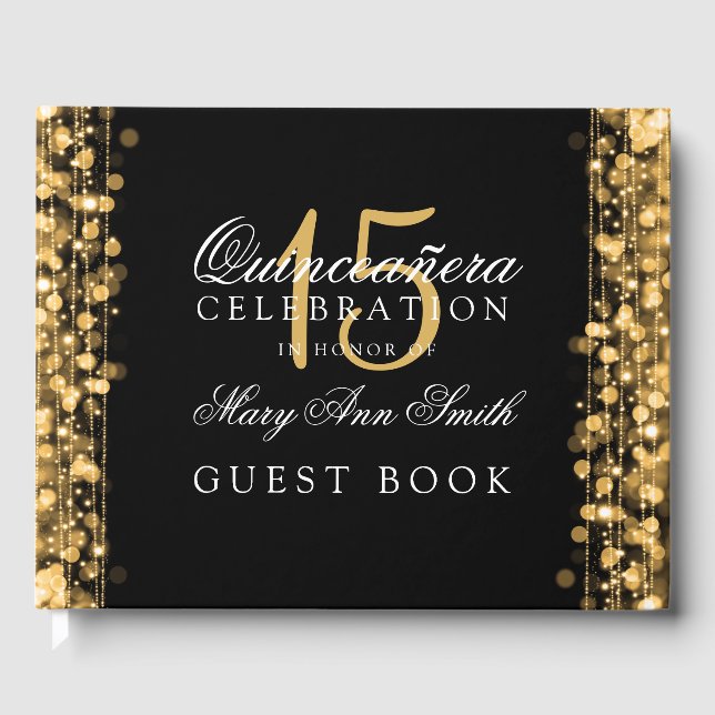 O Livro Convidado Quinceanera Party Gama Dourado (Frente)