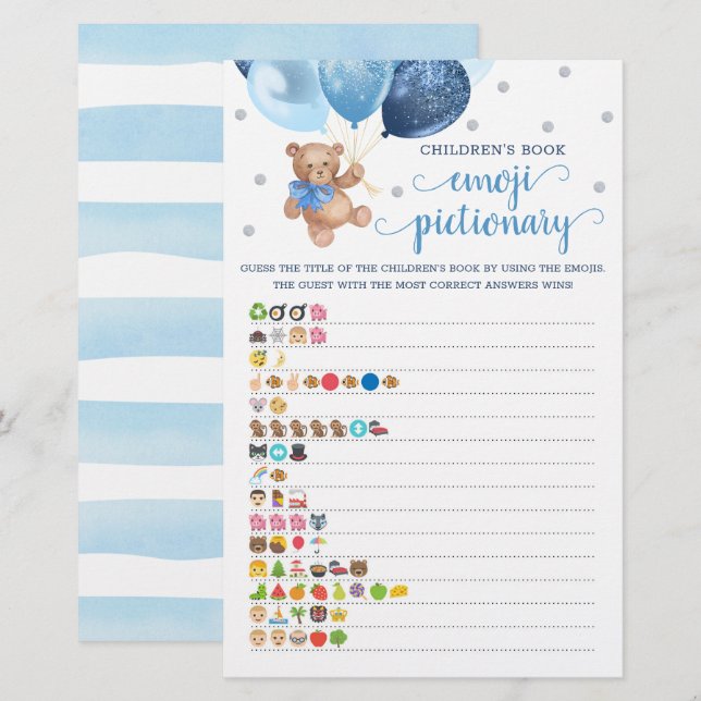 O Livro Infantil Emoji Pictionary Game Bear (Frente/Verso)