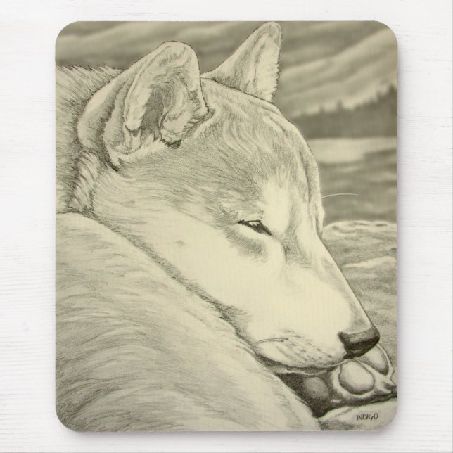 O lobo antigo dos presentes de Shiba Inu Mousepad (Frente)