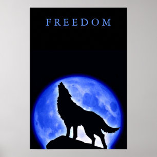 O Lobo Motivacional Liberdade Howling Poster Verti