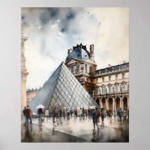O Louvre Paris França Impressão de Arte de Paisage