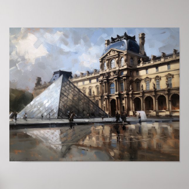 O Louvre Paris Landscape Art Impressão (Frente)