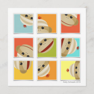 O macaco da peúga golpeia o convite quadrado dos