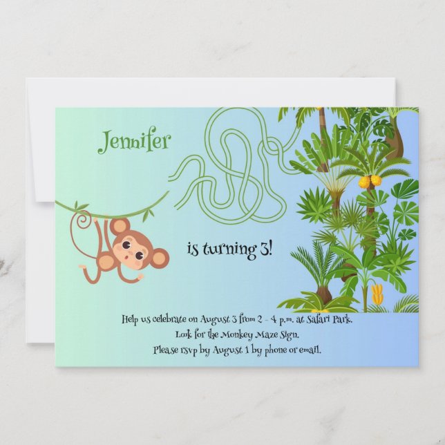 O macaco e as bananas fazem convites de aniversári (Frente)