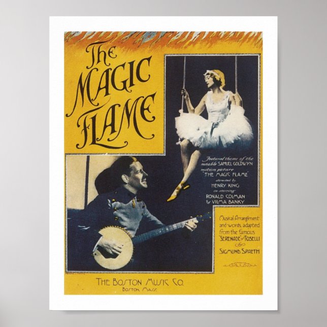 O Magic Flame Vintage Music Art Poster (Frente)