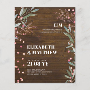 O mais baixo orçamento de casamento FLYERS Rustic 