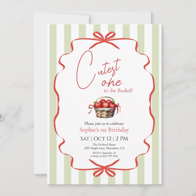 O mais recente convite para o primeiro aniversário (Frente)