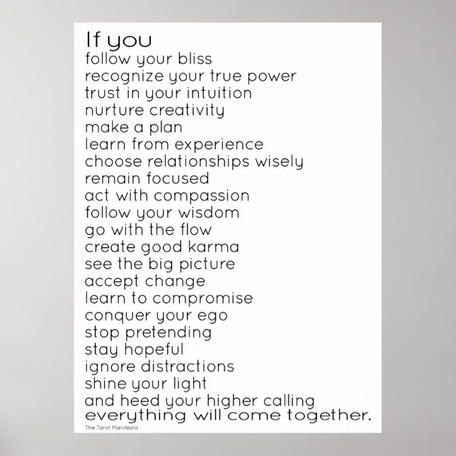 O Manifesto Tarot Poster (Frente)