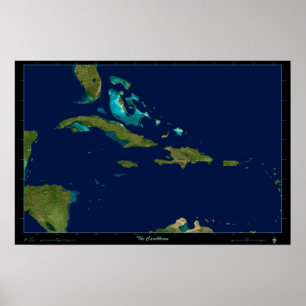 O mapa de fotos do poster do satélite de Caribe