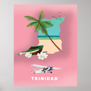 O mapa de Trinidad ilustrou o poster de viagens.