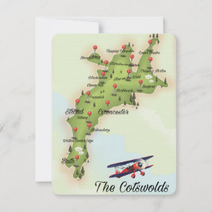 O mapa do vintage de Cotswolds