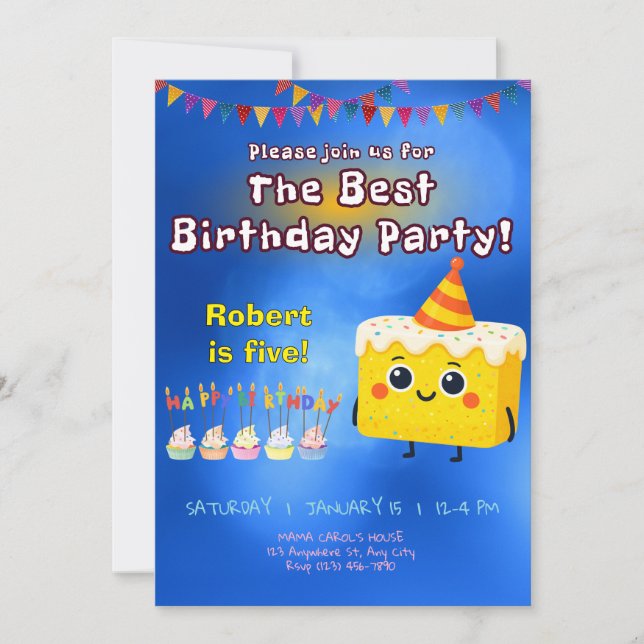 O Melhor Convite de Bolo de Aniversário (Frente)