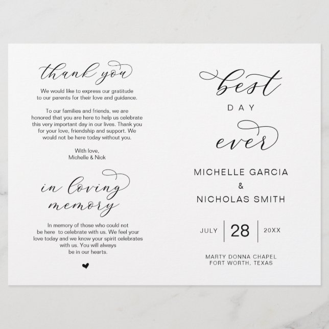 O Melhor Dia De Todos, Programas De Casamento dobr (Frente)