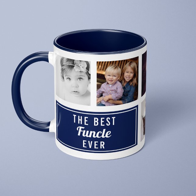 O Melhor Funcle de Todos Caneca Azul Marinho Foto  (Criador carregado)