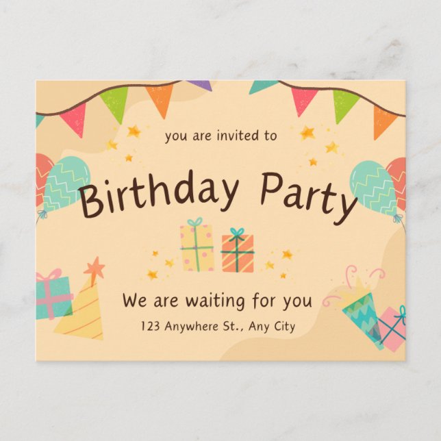 O melhor modelo para o convite de aniversário  (Frente)