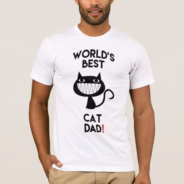 O melhor pai de gatos do mundo! T-Shirt Divertido (Frente)