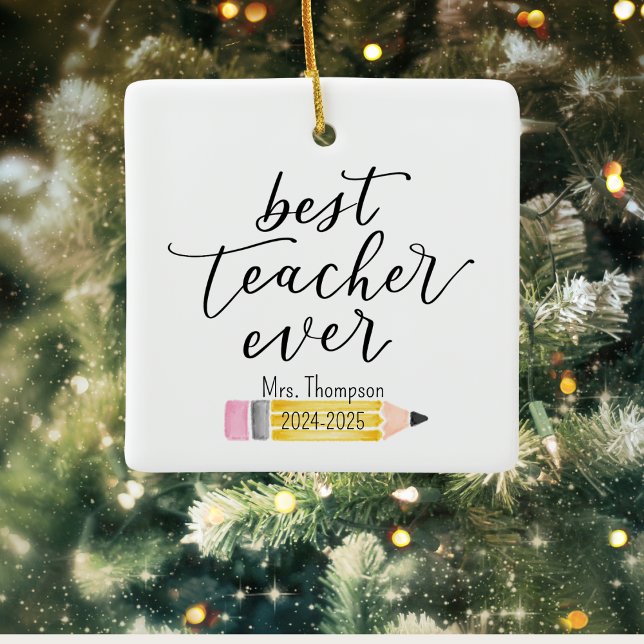 O MELHOR PROFESSOR NUNCA PASSOU PELO Ornamento per (Best Teacher Ever Ornament | Personalized Pencil Design | Custom Holiday Gift for Educators)