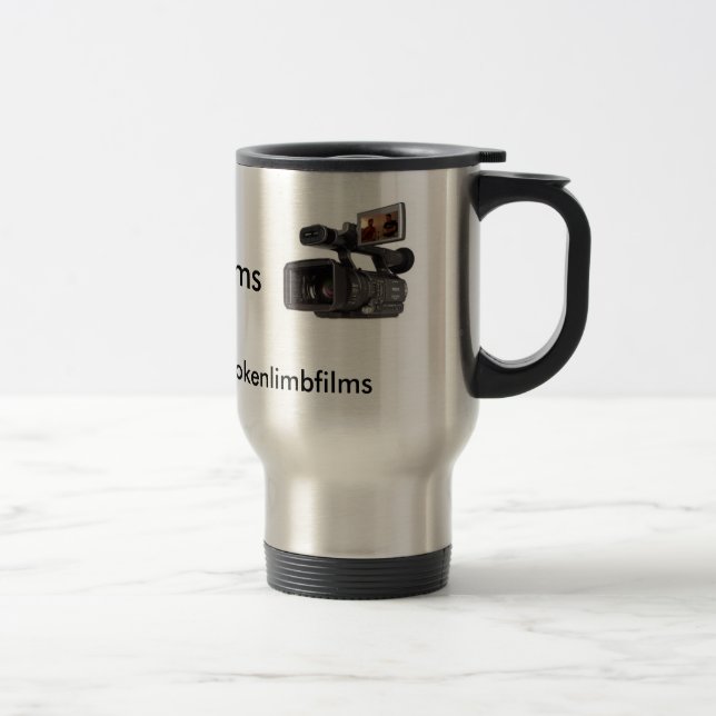 O membro quebrado filma a caneca de viagem de (Direita)