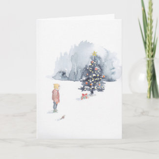 O Menino Descobre O Cartão De Nota De Árvore