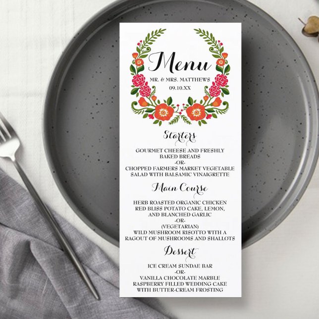 O Menu Coleção Bohemian Summer Wedding (Criador carregado)