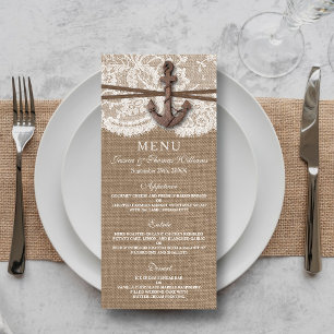 O menu da coleção de casamentos de âncoras náutica