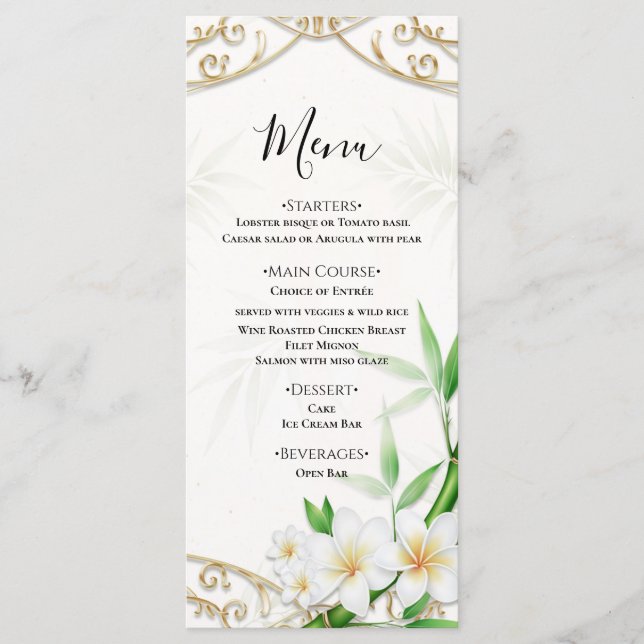 O Menu de Casamento do Jardim de Bambu Imperial Tr (Frente)