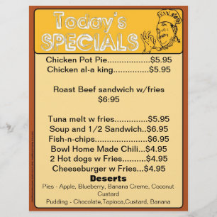 O menu de hoje dos Specials introduz fontes do