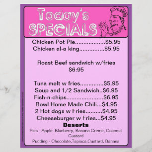 O menu de hoje dos Specials introduz fontes do