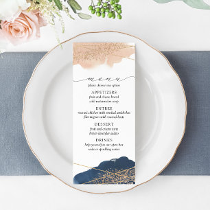 O menu do casamento cora, do ouro & do marinho