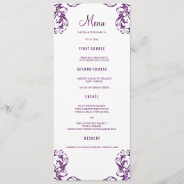 O menu do comensal de casamento carda o estilo do