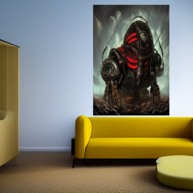 O mineiro de mech subterrâneo | AI Art Poster (Criador carregado)