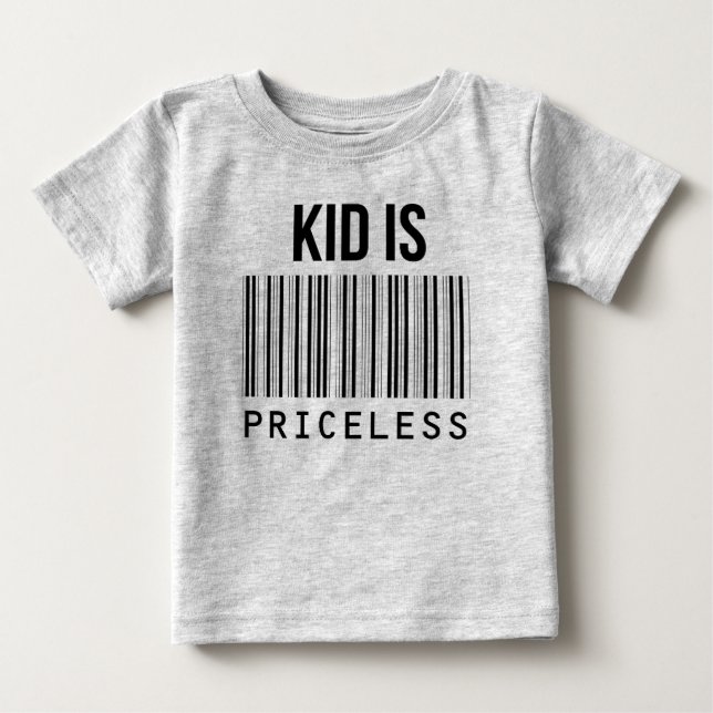 O miúdo não tem preço na Camiseta do código de bar (Frente)