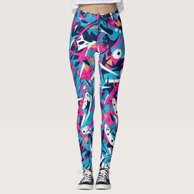 O modelo das leggings de comprimento do cheio é de (Frente)