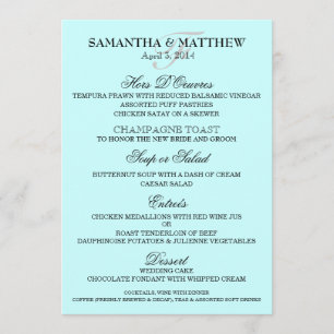 O modelo do menu do casamento PERSONALIZA