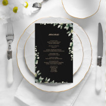 O moderno elegante eucalipto deixa cardápio de cas