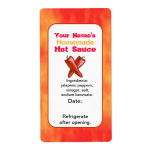 O molho picante personalizado etiqueta pimentões