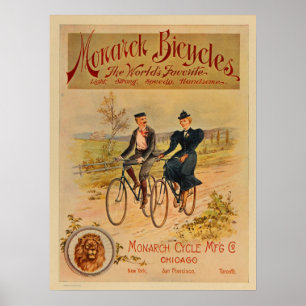 O monarca 1896 da cor do vintage Bicycles o poster
