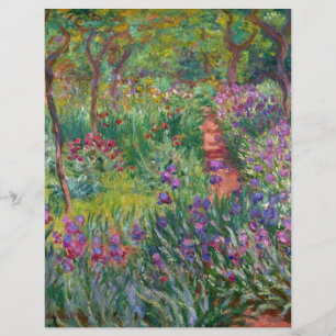 o monet floresce o vintage -íris-jardim-em-giverny