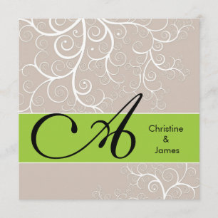 O monograma floral Wedding nomeia o convite