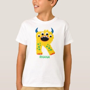 O monstro rotula o t-shirt (letra R)
