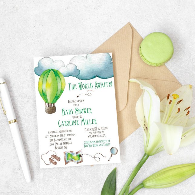 O Mundo Espera! Convite para chás de fraldas (Criador carregado)