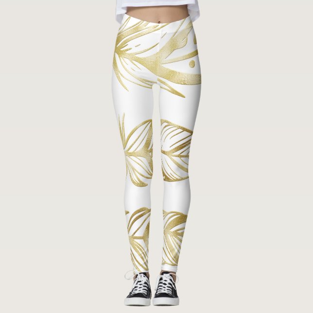 O mundo ouro das leggings modernas e brilhantes (Frente)