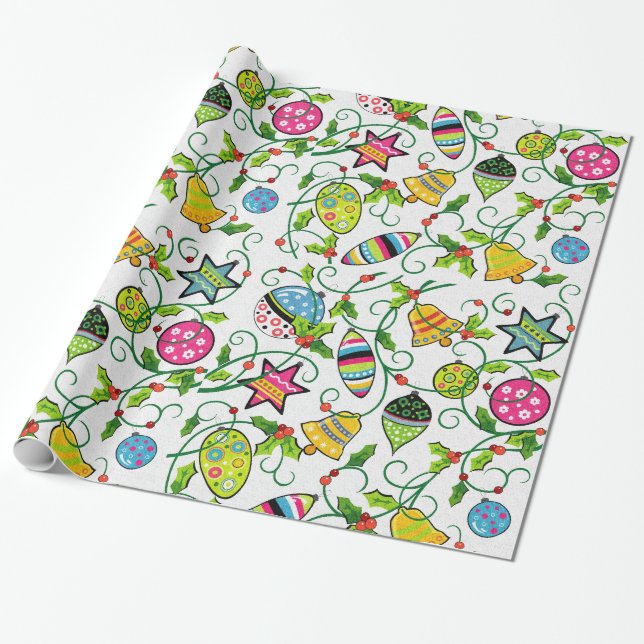 O Natal doodles o papel de papel de embrulho (Desenrolado)